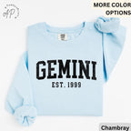 Custom Gemini Comfort Colors® Sweatshirt, Personalized Gemini Horoscope Birth Year Sweater, Astrology, Gift for Birthday Zodiac