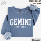 Custom Gemini Comfort Colors® Sweatshirt, Personalized Gemini Horoscope Birth Year Sweater, Astrology, Gift for Birthday Zodiac