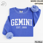 Custom Gemini Comfort Colors® Sweatshirt, Personalized Gemini Horoscope Birth Year Sweater, Astrology, Gift for Birthday Zodiac