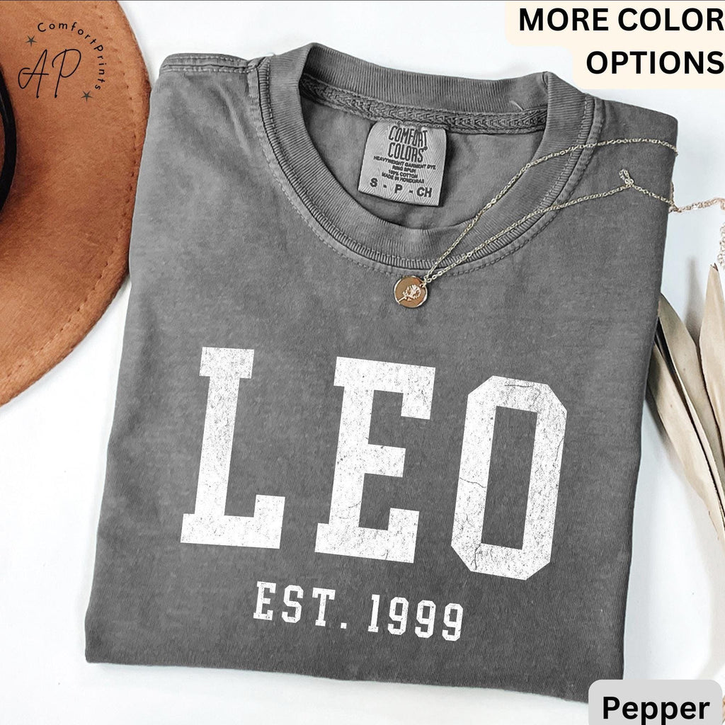 Custom Leo Comfort Colors® T-Shirt, Personalized Leo Horoscope Birth Year Shirt, Astrology Tee, Gift for Birthday Zodiac