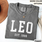 Custom Leo Comfort Colors® T-Shirt, Personalized Leo Horoscope Birth Year Shirt, Astrology Tee, Gift for Birthday Zodiac