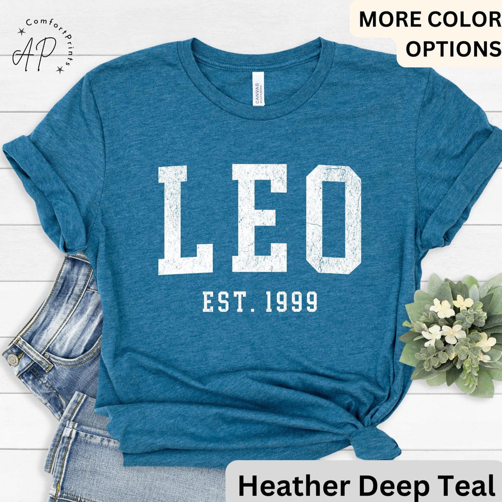 Custom Leo Comfort Colors® T-Shirt, Personalized Leo Horoscope Birth Year Shirt, Astrology Tee, Gift for Birthday Zodiac