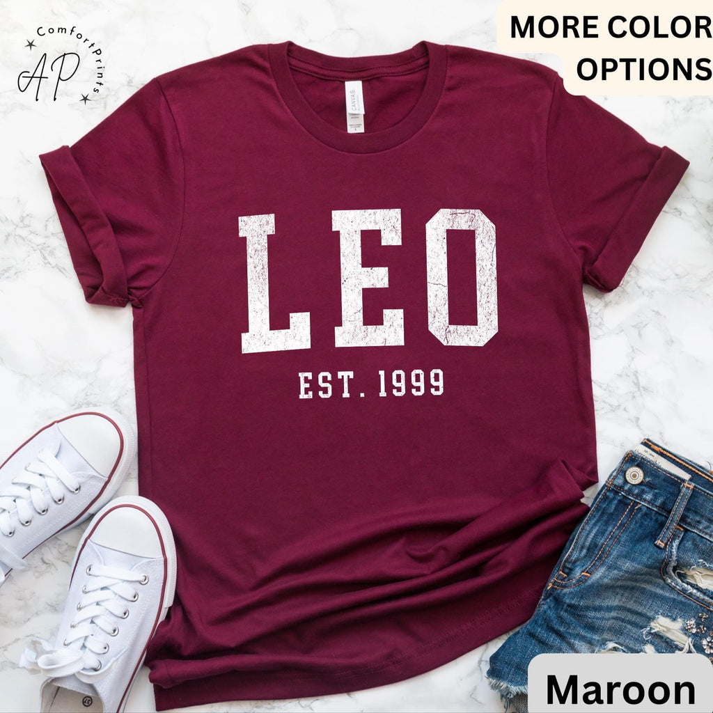 Custom Leo Comfort Colors® T-Shirt, Personalized Leo Horoscope Birth Year Shirt, Astrology Tee, Gift for Birthday Zodiac