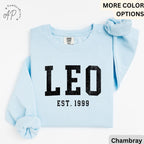 Custom Leo Comfort Colors® Sweatshirt, Personalized Leo Horoscope Birth Year Sweater, Astrology, Gift for Birthday Zodiac