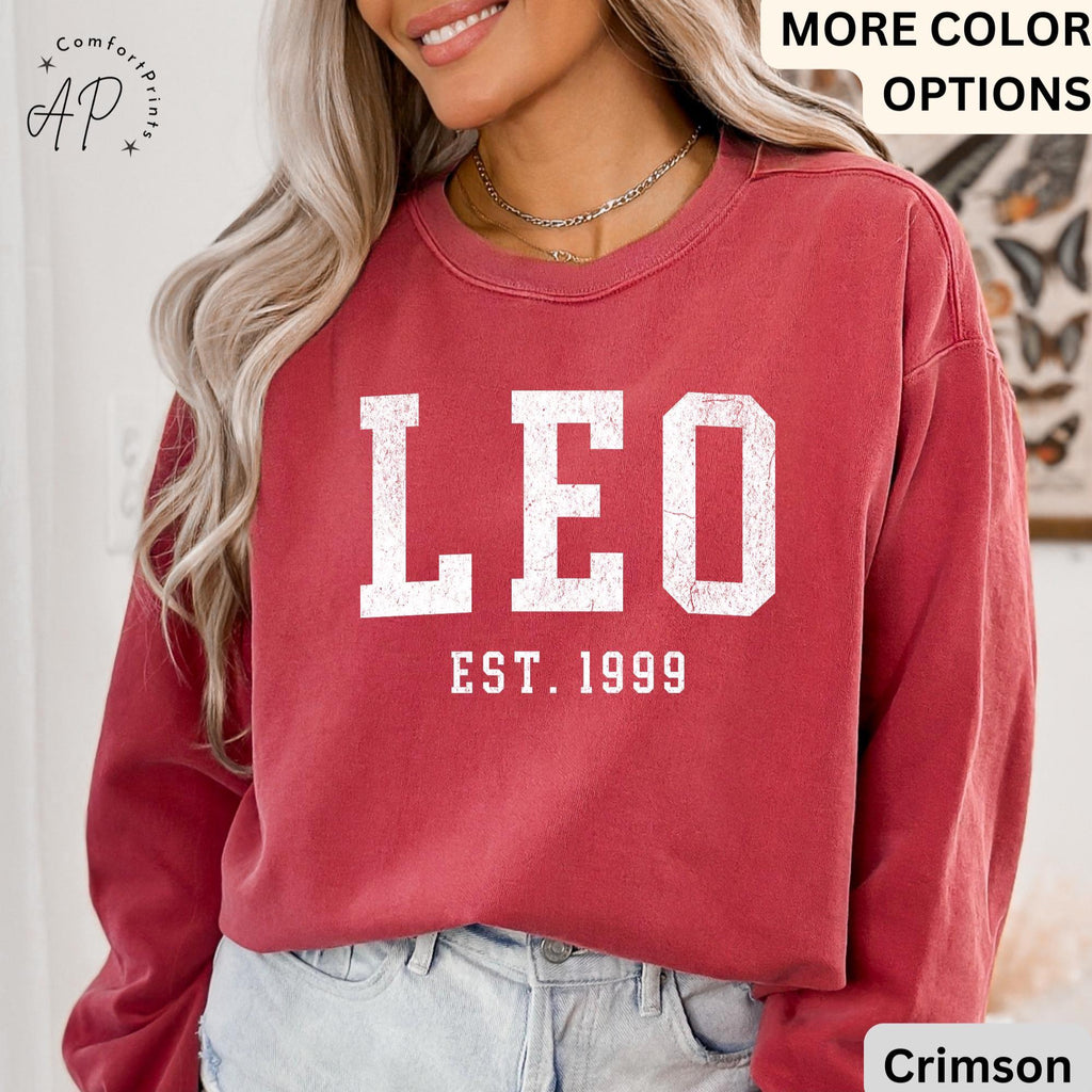 Custom Leo Comfort Colors® Sweatshirt, Personalized Leo Horoscope Birth Year Sweater, Astrology, Gift for Birthday Zodiac