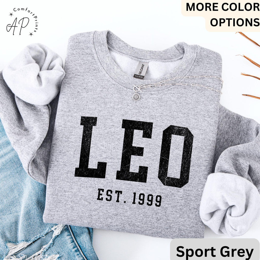Custom Leo Comfort Colors® Sweatshirt, Personalized Leo Horoscope Birth Year Sweater, Astrology, Gift for Birthday Zodiac