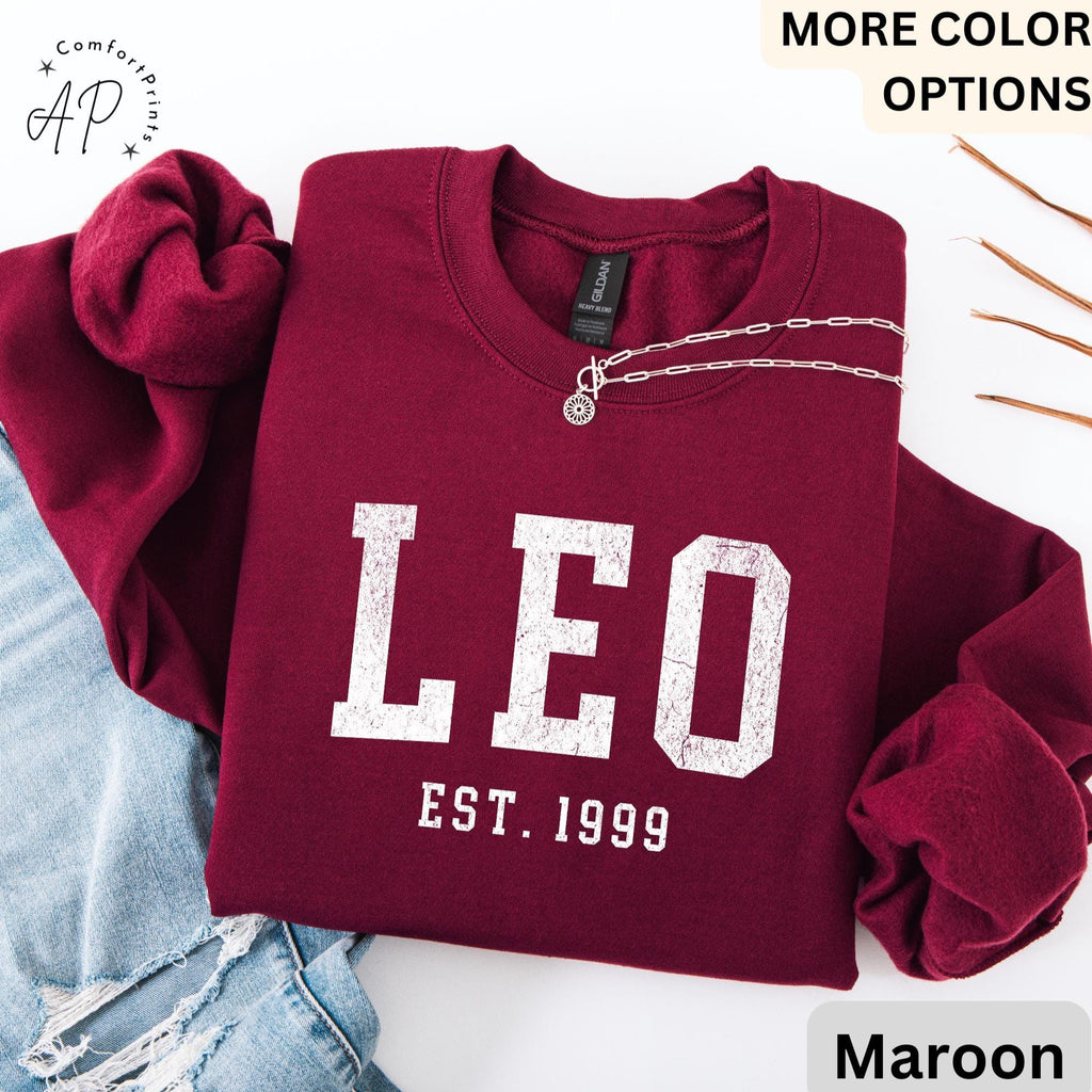 Custom Leo Comfort Colors® Sweatshirt, Personalized Leo Horoscope Birth Year Sweater, Astrology, Gift for Birthday Zodiac