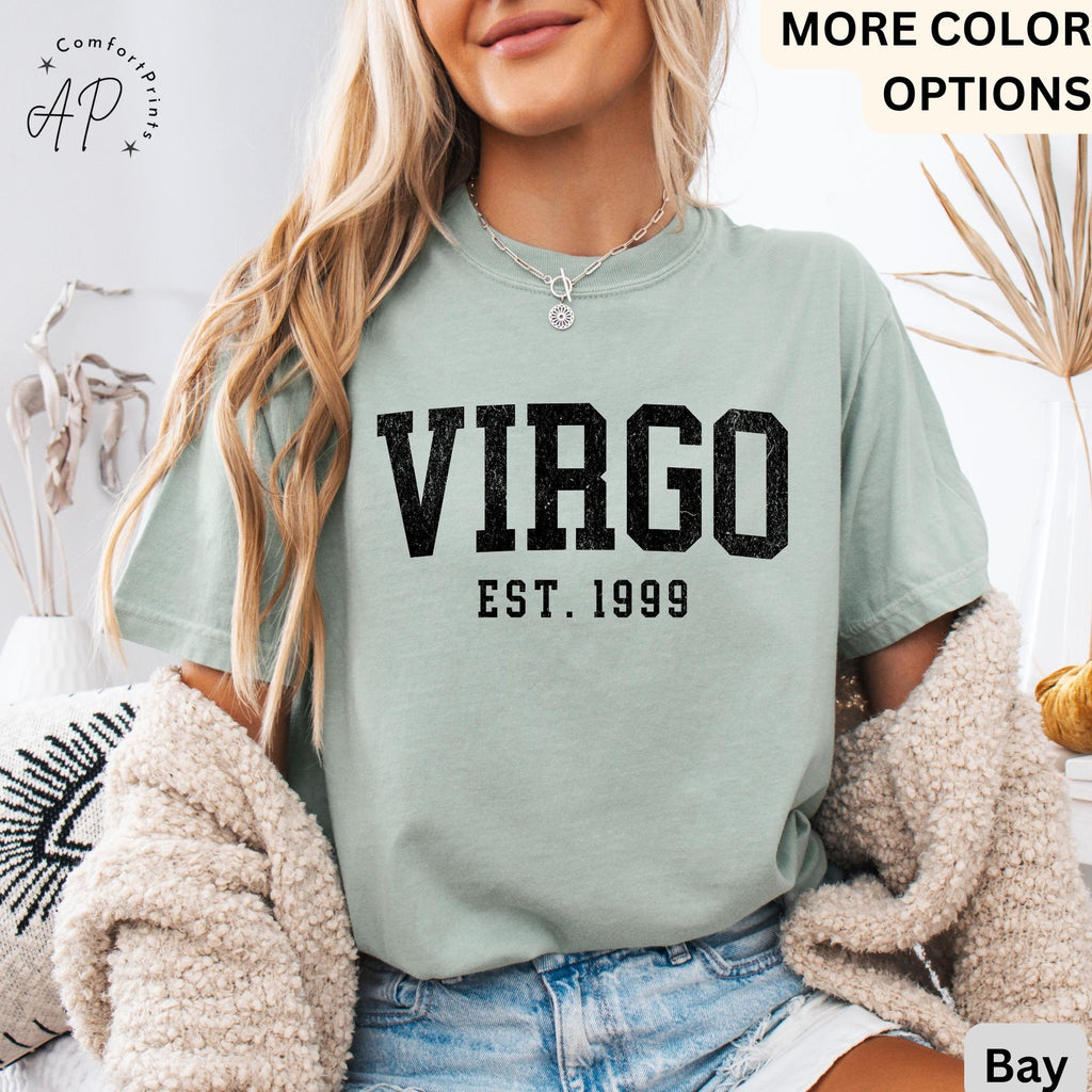 Custom Virgo Comfort Colors® T-Shirt, Personalized Virgo Horoscope Birth Year Shirt, Astrology Tee, Gift for Birthday Zodiac