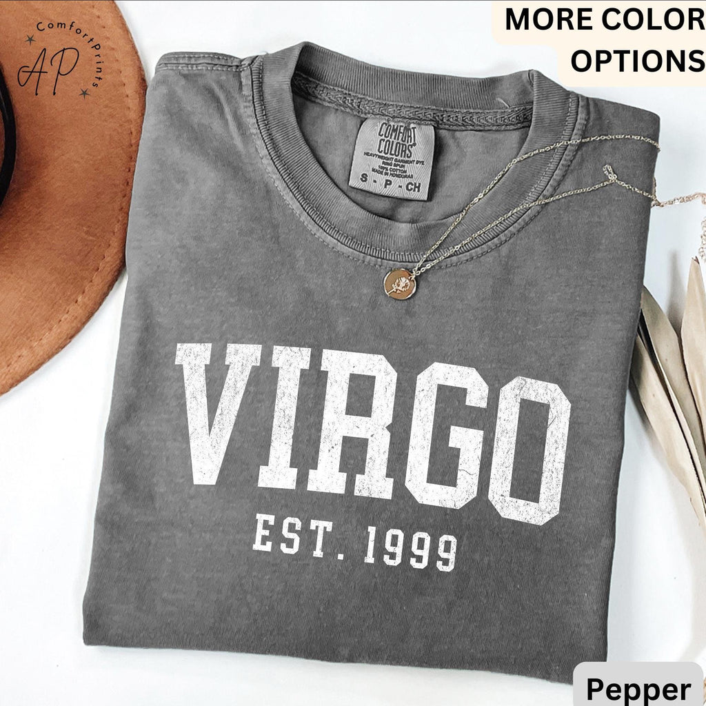 Custom Virgo Comfort Colors® T-Shirt, Personalized Virgo Horoscope Birth Year Shirt, Astrology Tee, Gift for Birthday Zodiac