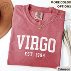 Custom Virgo Comfort Colors® T-Shirt, Personalized Virgo Horoscope Birth Year Shirt, Astrology Tee, Gift for Birthday Zodiac
