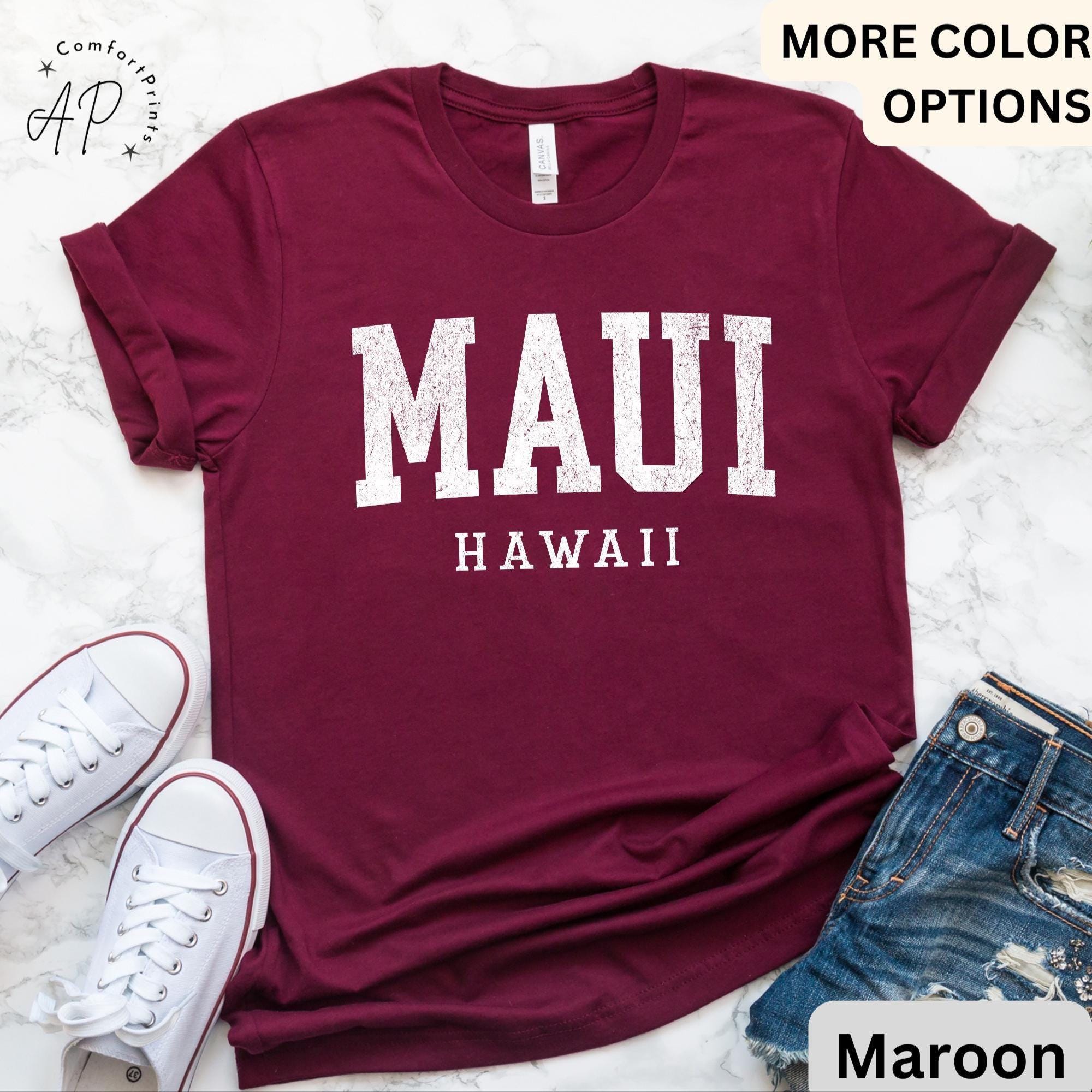 Maui Hawaii Comfort Colors® T-Shirt, Maui HI Vacation Trip Shirt, State of Hawaii Tee, Gift for Hawaiian Honeymoon