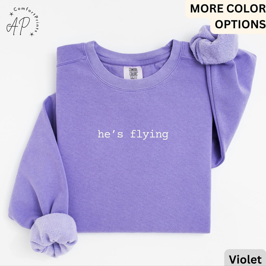 Pilot Wife Comfort Colors® Sweatshirt, He's Flying Sweater, Pilot Girlfriend, Gift for Pilot Fiancé
