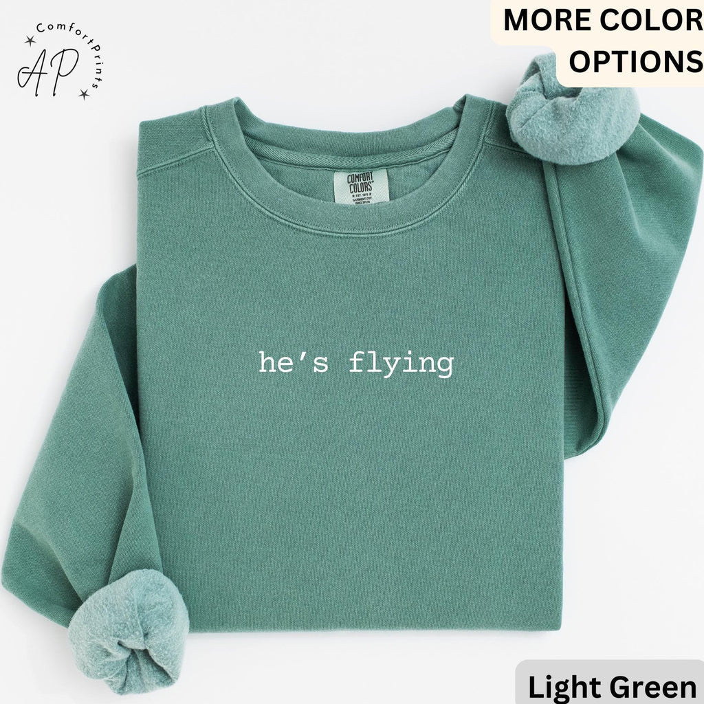 Pilot Wife Comfort Colors® Sweatshirt, He's Flying Sweater, Pilot Girlfriend, Gift for Pilot Fiancé