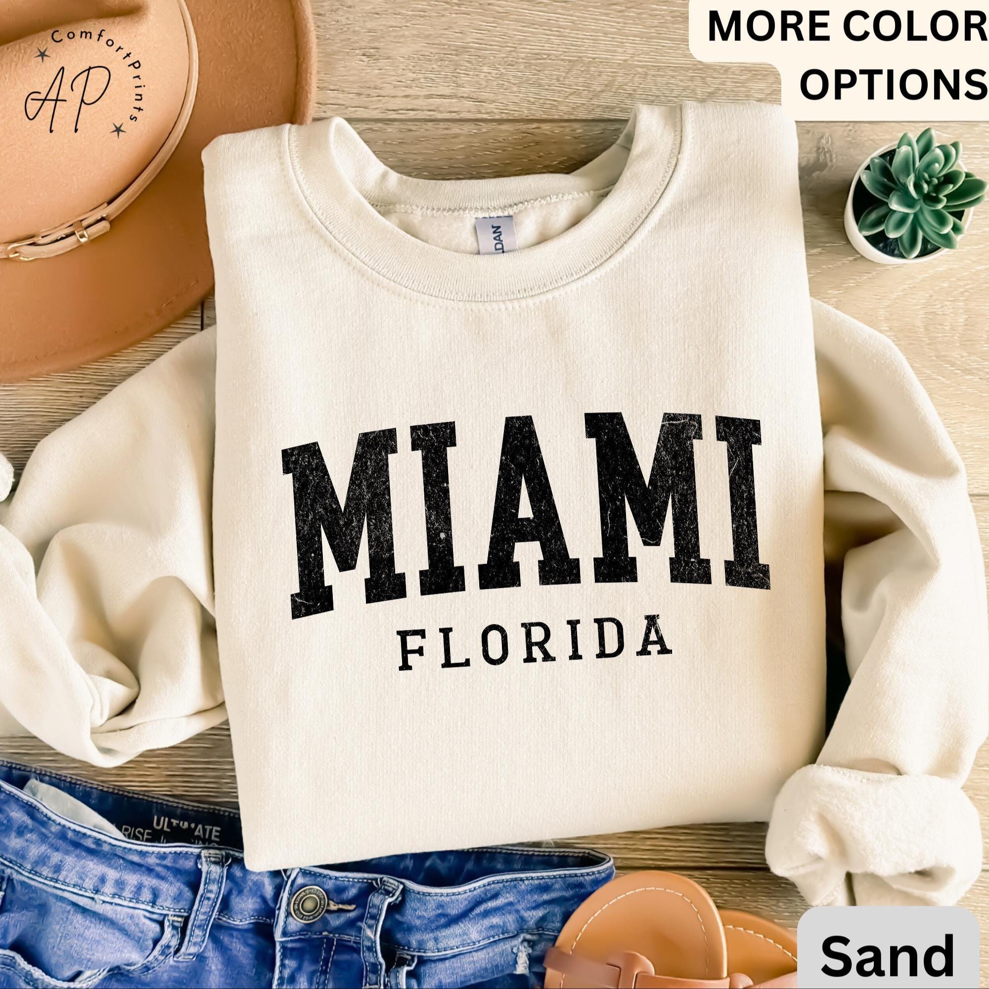 Miami Florida Comfort Colors® Sweatshirt, Miami FL Travel Souvenir Sweater, State of Florida, Gift for Florida Girl Trip