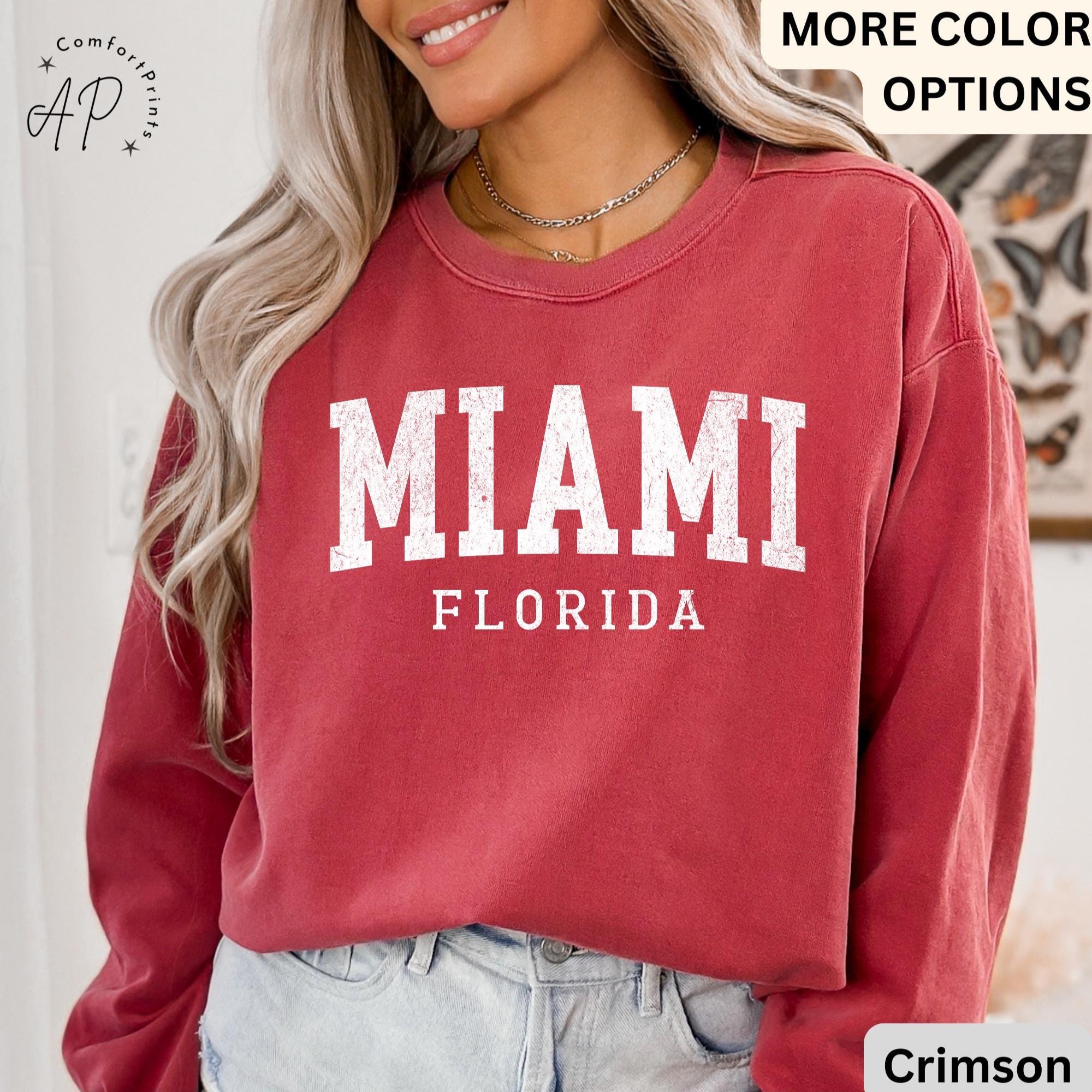 Miami Florida Comfort Colors® Sweatshirt, Miami FL Travel Souvenir Sweater, State of Florida, Gift for Florida Girl Trip
