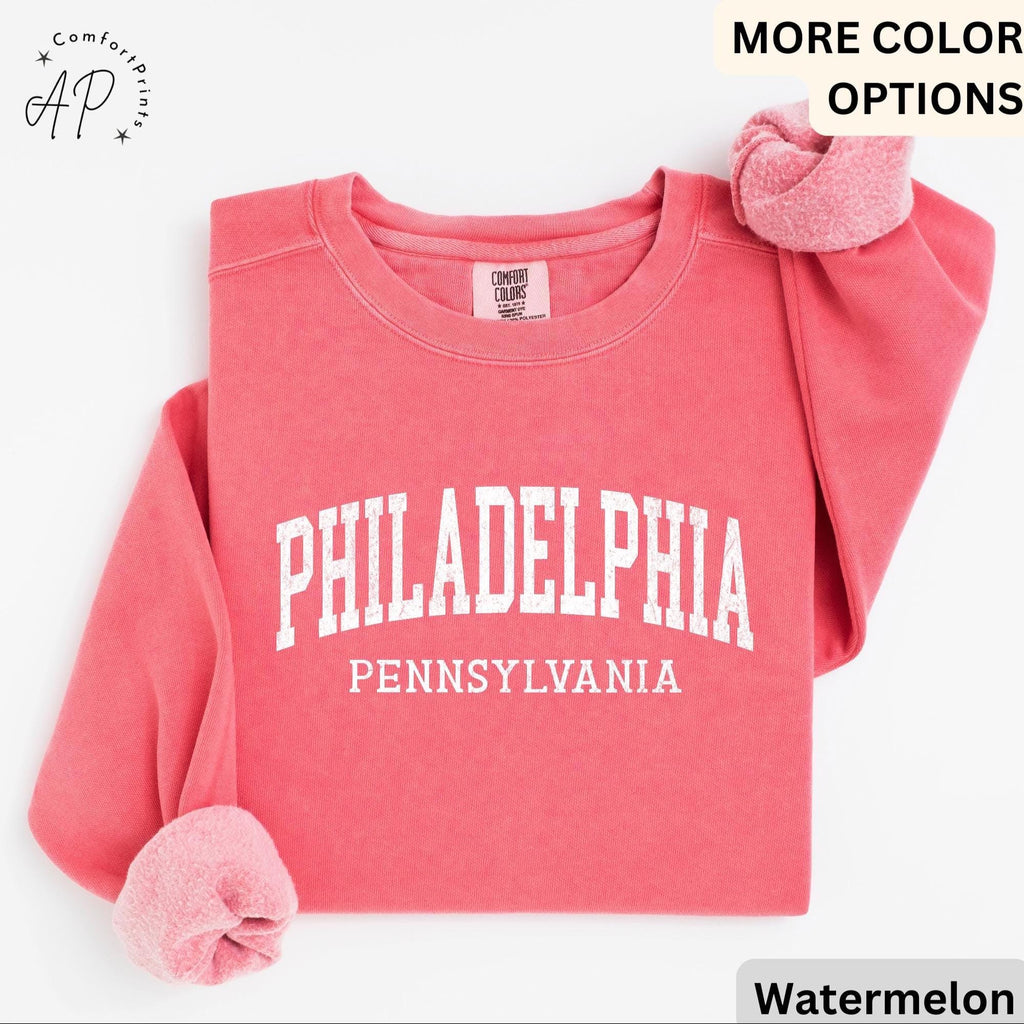 Philadelphia Pennsylvania Comfort Colors® Sweatshirt, Philly Souvenir Sweater, Philadelphia PA Travel Gift