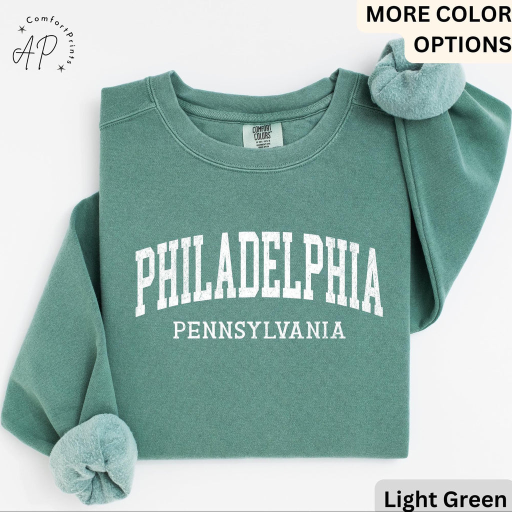 Philadelphia Pennsylvania Comfort Colors® Sweatshirt, Philly Souvenir Sweater, Philadelphia PA Travel Gift