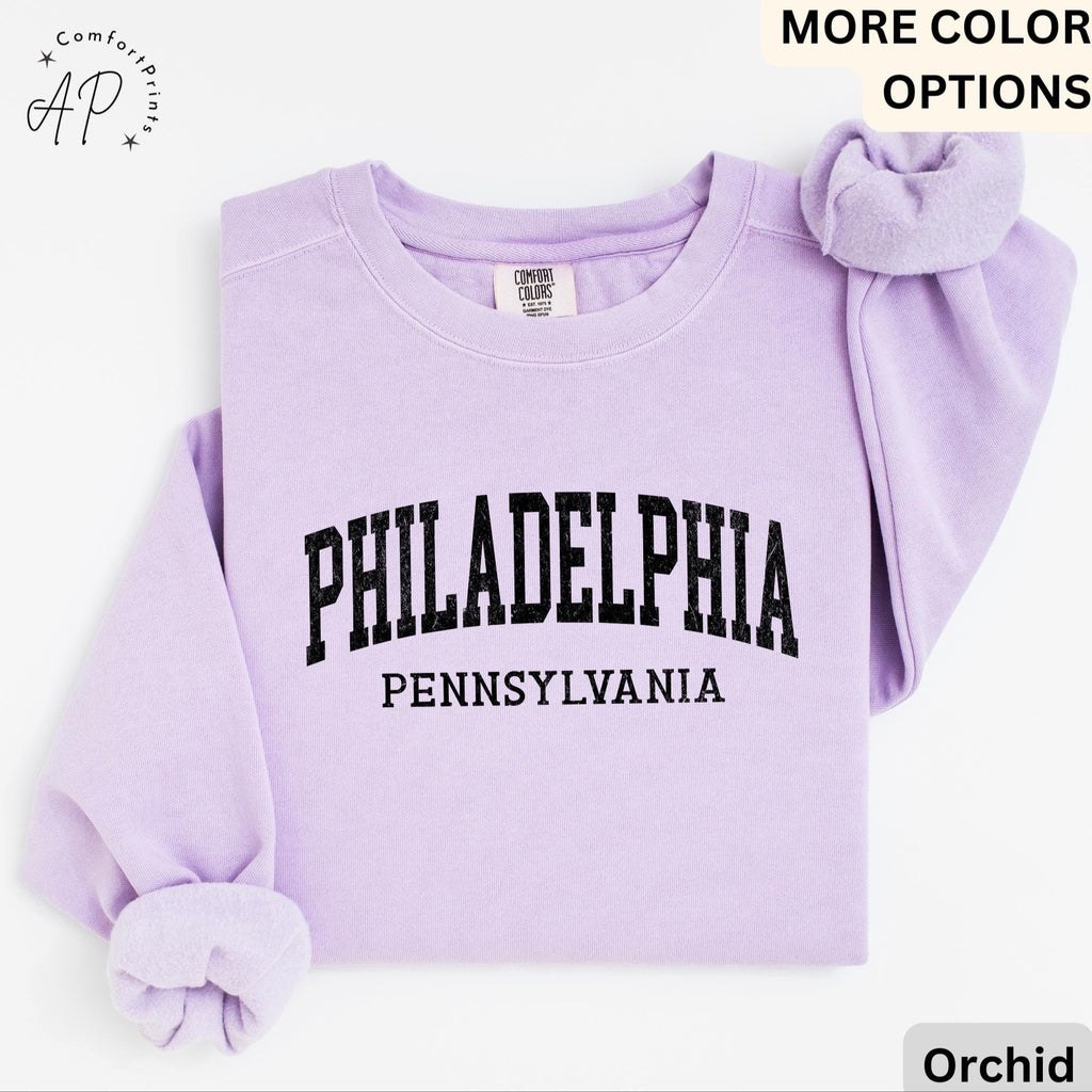 Philadelphia Pennsylvania Comfort Colors® Sweatshirt, Philly Souvenir Sweater, Philadelphia PA Travel Gift