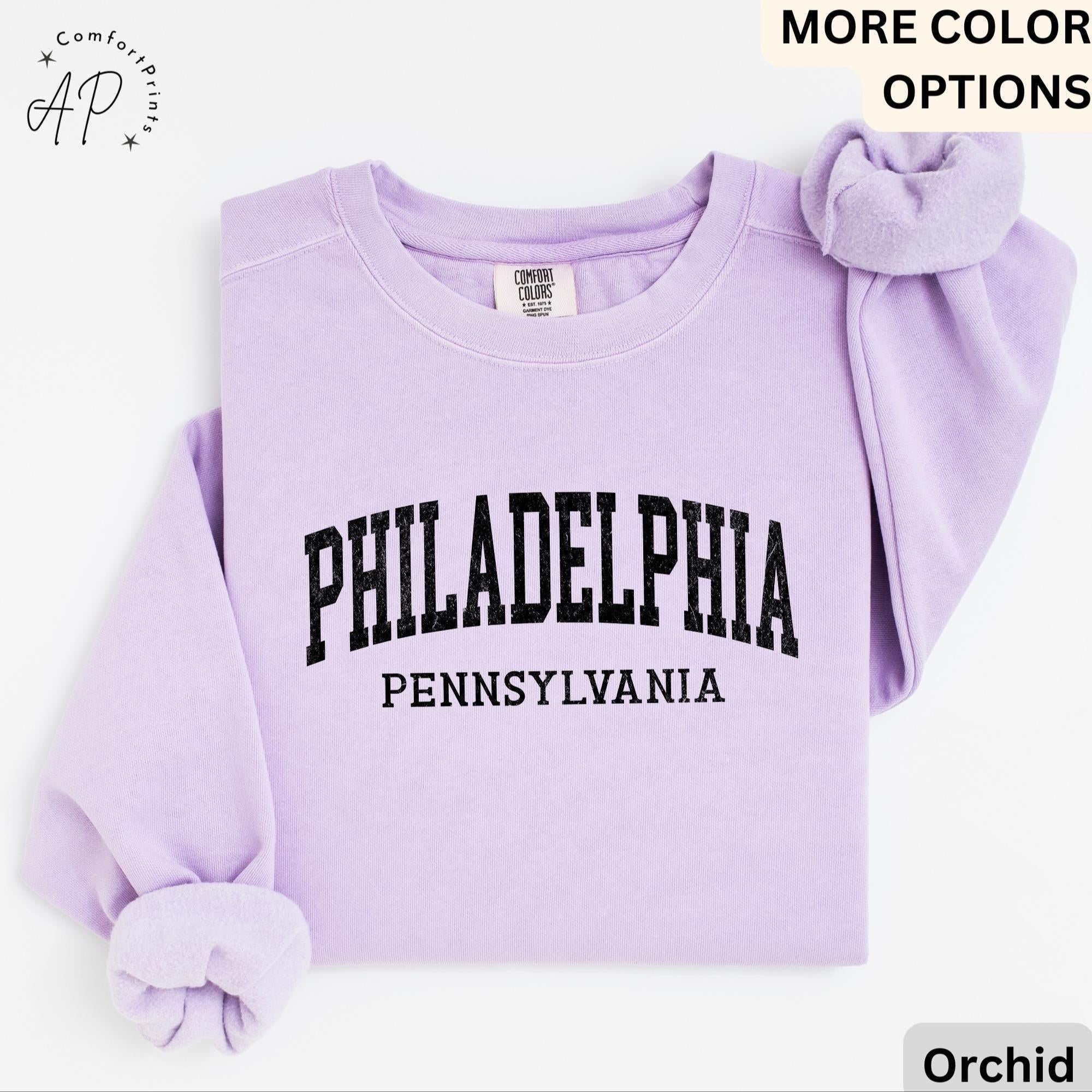 Philadelphia Pennsylvania Comfort Colors® Sweatshirt, Philly Souvenir Sweater, Philadelphia PA Travel Gift