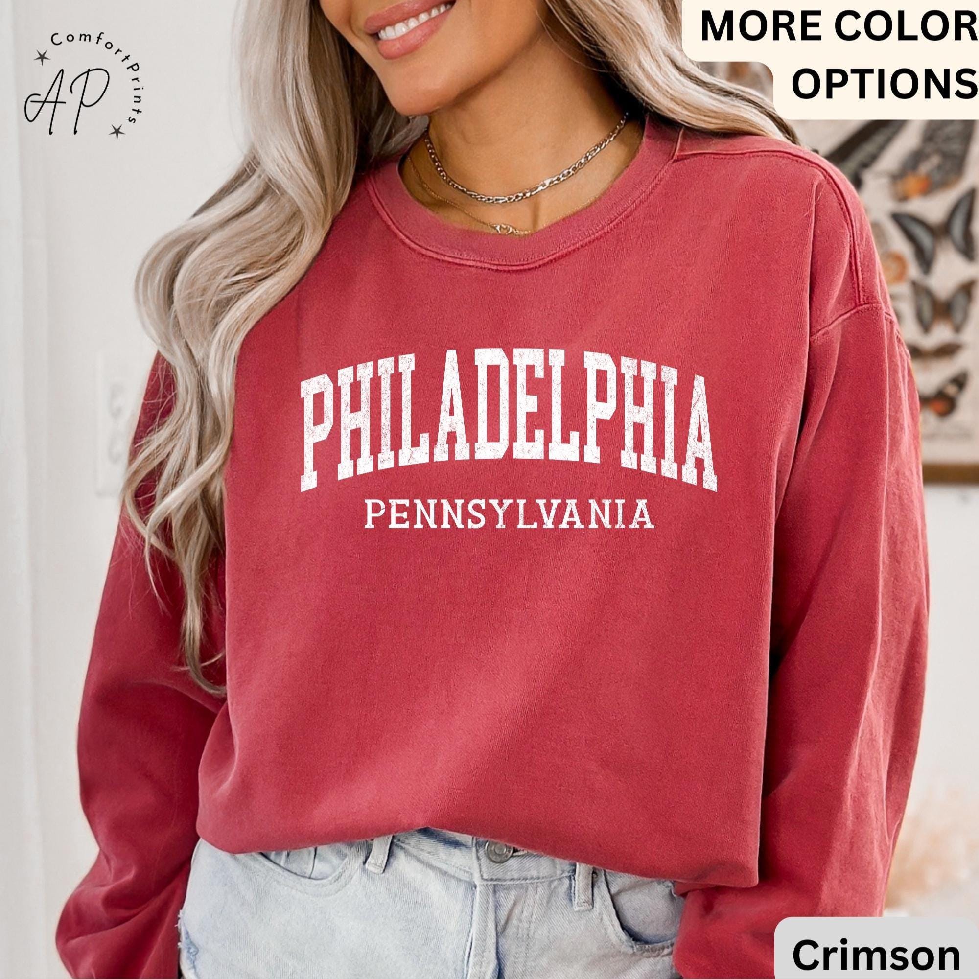 Philadelphia Pennsylvania Comfort Colors® Sweatshirt, Philly Souvenir Sweater, Philadelphia PA Travel Gift