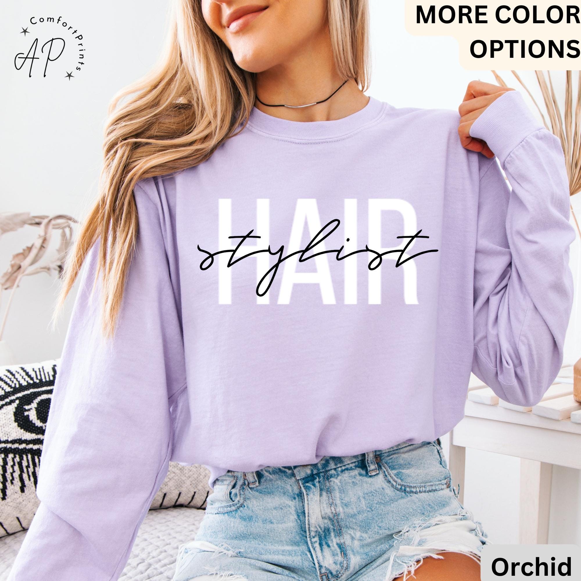 Hair Stylist Comfort Colors® Long Sleeve T-Shirt, Hair Dresser Shirt, Cosmetologist Long Sleeve, Gift for Hair Salon Specialist