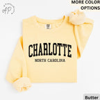 Charlotte Comfort Colors® Sweatshirt, Charlotte North Carolina Souvenir Sweater, Gift for Charlotte Traveler