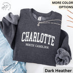 Charlotte Comfort Colors® Sweatshirt, Charlotte North Carolina Souvenir Sweater, Gift for Charlotte Traveler