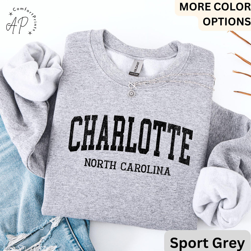 Charlotte Comfort Colors® Sweatshirt, Charlotte North Carolina Souvenir Sweater, Gift for Charlotte Traveler