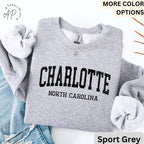 Charlotte Comfort Colors® Sweatshirt, Charlotte North Carolina Souvenir Sweater, Gift for Charlotte Traveler