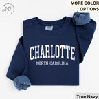 Charlotte Comfort Colors® Sweatshirt, Charlotte North Carolina Souvenir Sweater, Gift for Charlotte Traveler