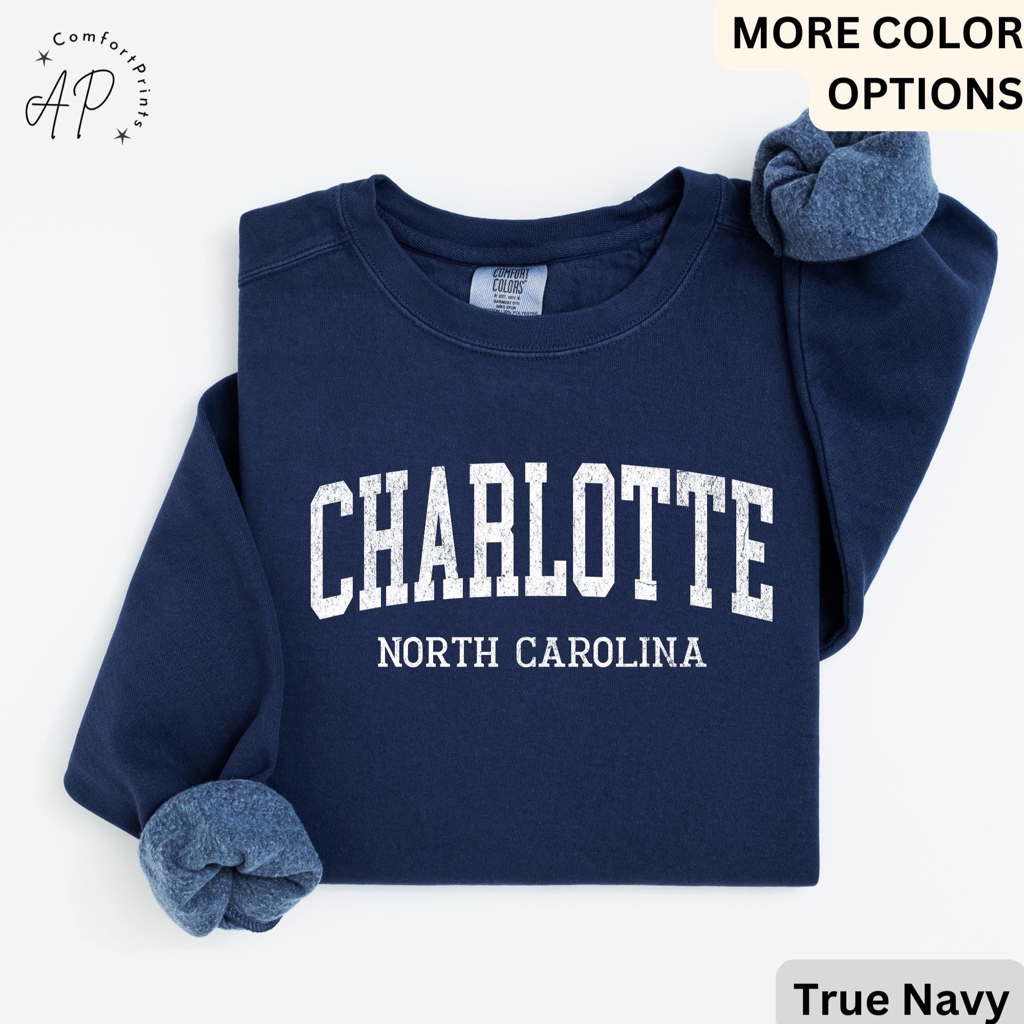 Charlotte Comfort Colors® Sweatshirt, Charlotte North Carolina Souvenir Sweater, Gift for Charlotte Traveler