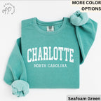 Charlotte Comfort Colors® Sweatshirt, Charlotte North Carolina Souvenir Sweater, Gift for Charlotte Traveler