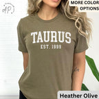 Custom Taurus Comfort Colors® T-Shirt, Personalized Taurus Horoscope Birth Year Shirt, Astrology Tee, Gift for Birthday Zodiac