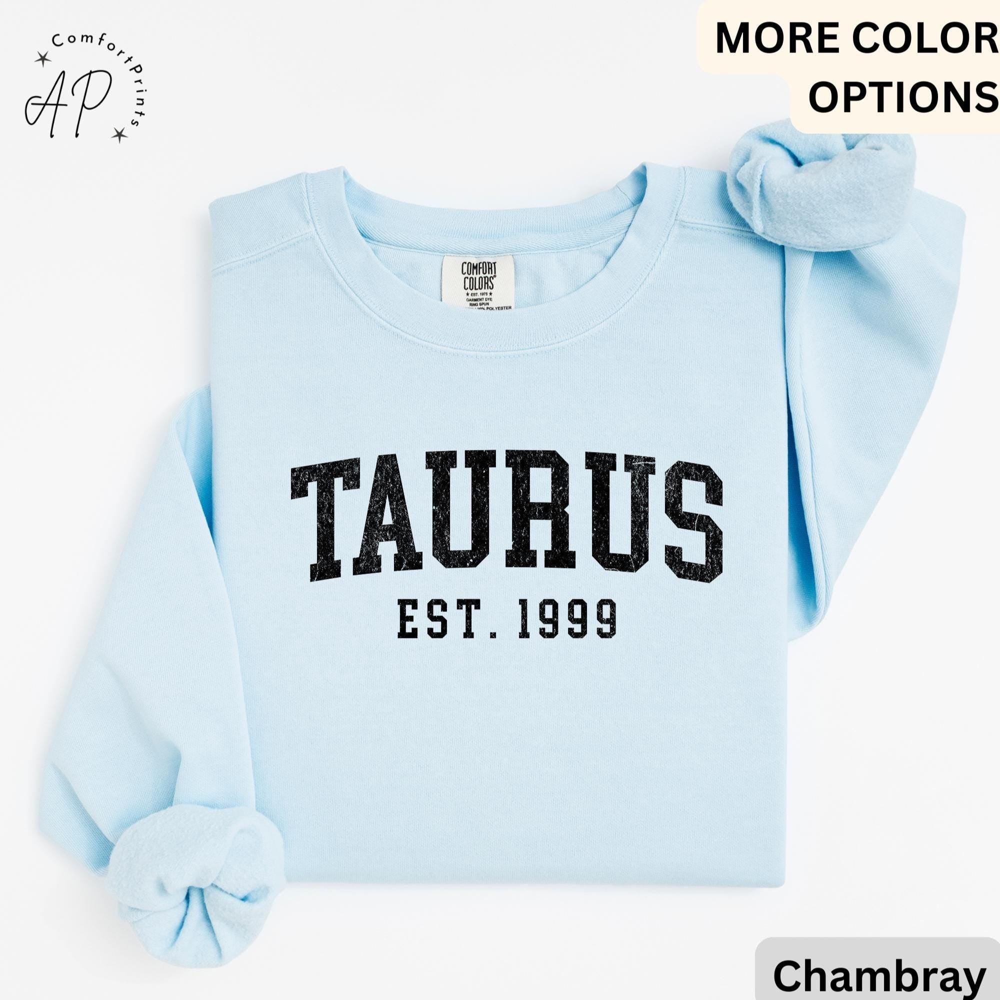 Custom Taurus Comfort Colors® Sweatshirt, Personalized Taurus Horoscope Birth Year Sweater, Astrology, Gift for Birthday Zodiac