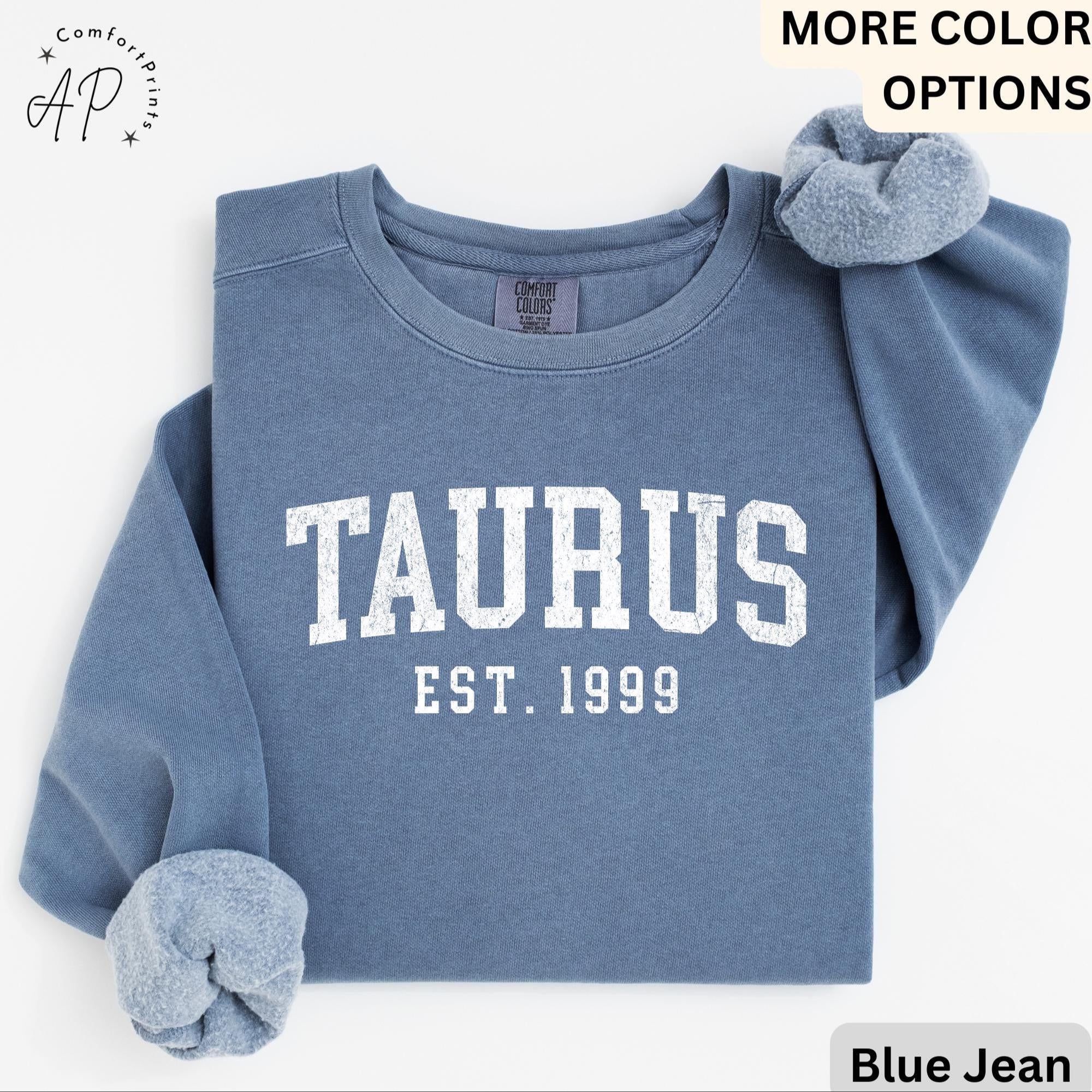 Custom Taurus Comfort Colors® Sweatshirt, Personalized Taurus Horoscope Birth Year Sweater, Astrology, Gift for Birthday Zodiac