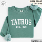 Custom Taurus Comfort Colors® Sweatshirt, Personalized Taurus Horoscope Birth Year Sweater, Astrology, Gift for Birthday Zodiac