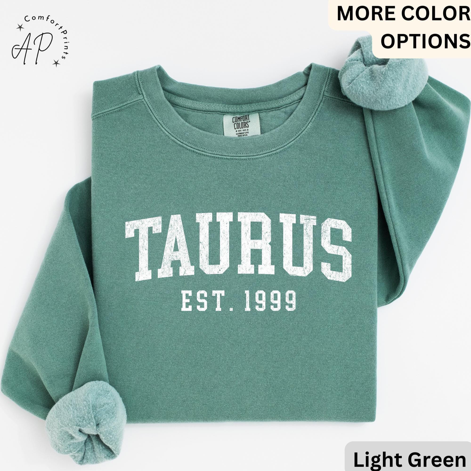 Custom Taurus Comfort Colors® Sweatshirt, Personalized Taurus Horoscope Birth Year Sweater, Astrology, Gift for Birthday Zodiac