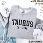 Custom Taurus Comfort Colors® Sweatshirt, Personalized Taurus Horoscope Birth Year Sweater, Astrology, Gift for Birthday Zodiac