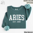 Custom Aries Comfort Colors® Sweatshirt, Personalized Aries Horoscope Birth Year Sweater, Astrology, Gift for Birthday Zodiac