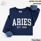 Custom Aries Comfort Colors® Sweatshirt, Personalized Aries Horoscope Birth Year Sweater, Astrology, Gift for Birthday Zodiac