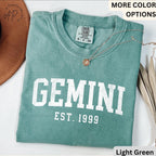 Custom Gemini Comfort Colors® T-Shirt, Personalized Gemini Horoscope Birth Year Shirt, Astrology Tee, Gift for Birthday Zodiac