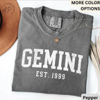 Custom Gemini Comfort Colors® T-Shirt, Personalized Gemini Horoscope Birth Year Shirt, Astrology Tee, Gift for Birthday Zodiac