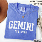 Custom Gemini Comfort Colors® T-Shirt, Personalized Gemini Horoscope Birth Year Shirt, Astrology Tee, Gift for Birthday Zodiac