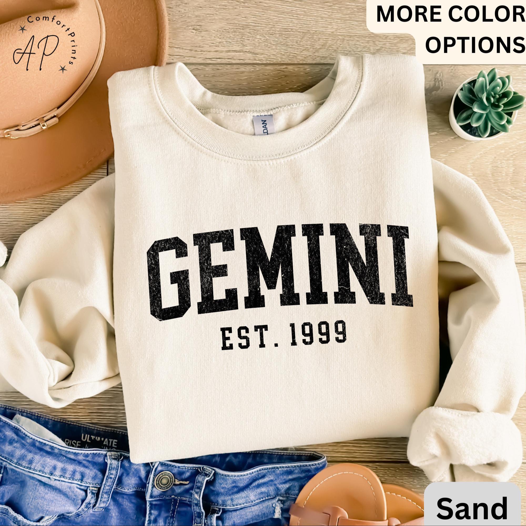 Custom Gemini Comfort Colors® Sweatshirt, Personalized Gemini Horoscope Birth Year Sweater, Astrology, Gift for Birthday Zodiac
