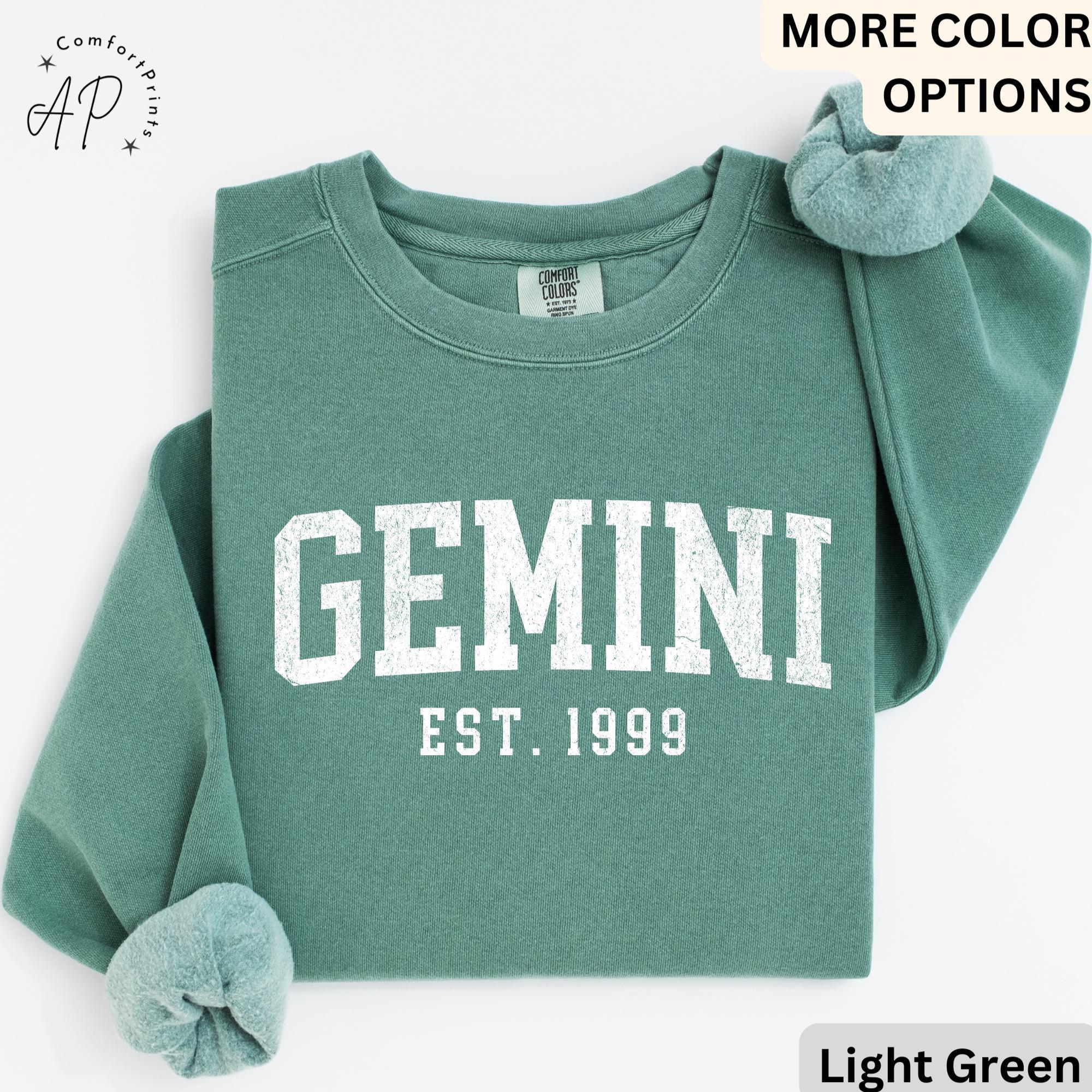Custom Gemini Comfort Colors® Sweatshirt, Personalized Gemini Horoscope Birth Year Sweater, Astrology, Gift for Birthday Zodiac