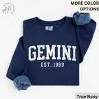Custom Gemini Comfort Colors® Sweatshirt, Personalized Gemini Horoscope Birth Year Sweater, Astrology, Gift for Birthday Zodiac