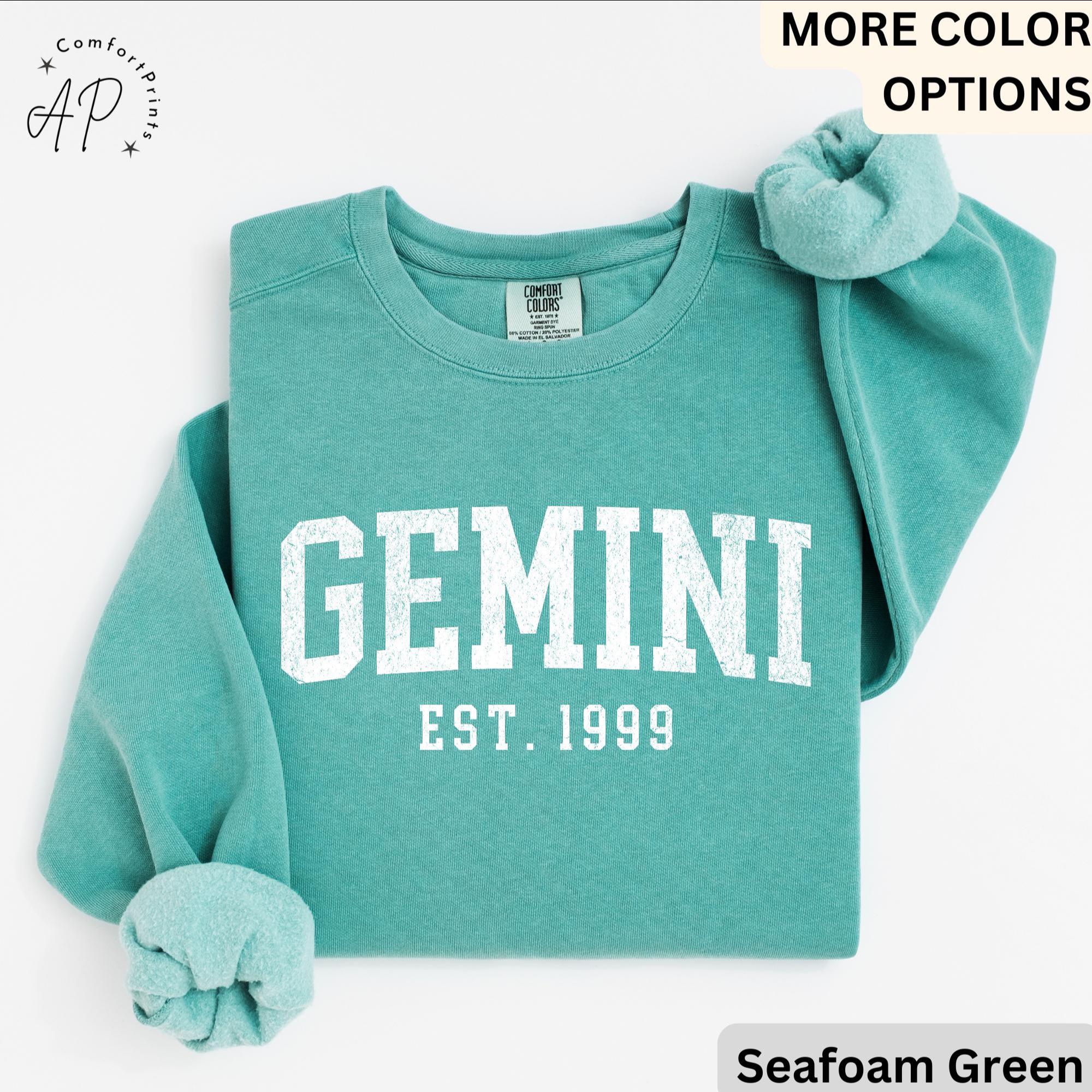 Custom Gemini Comfort Colors® Sweatshirt, Personalized Gemini Horoscope Birth Year Sweater, Astrology, Gift for Birthday Zodiac