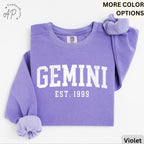 Custom Gemini Comfort Colors® Sweatshirt, Personalized Gemini Horoscope Birth Year Sweater, Astrology, Gift for Birthday Zodiac