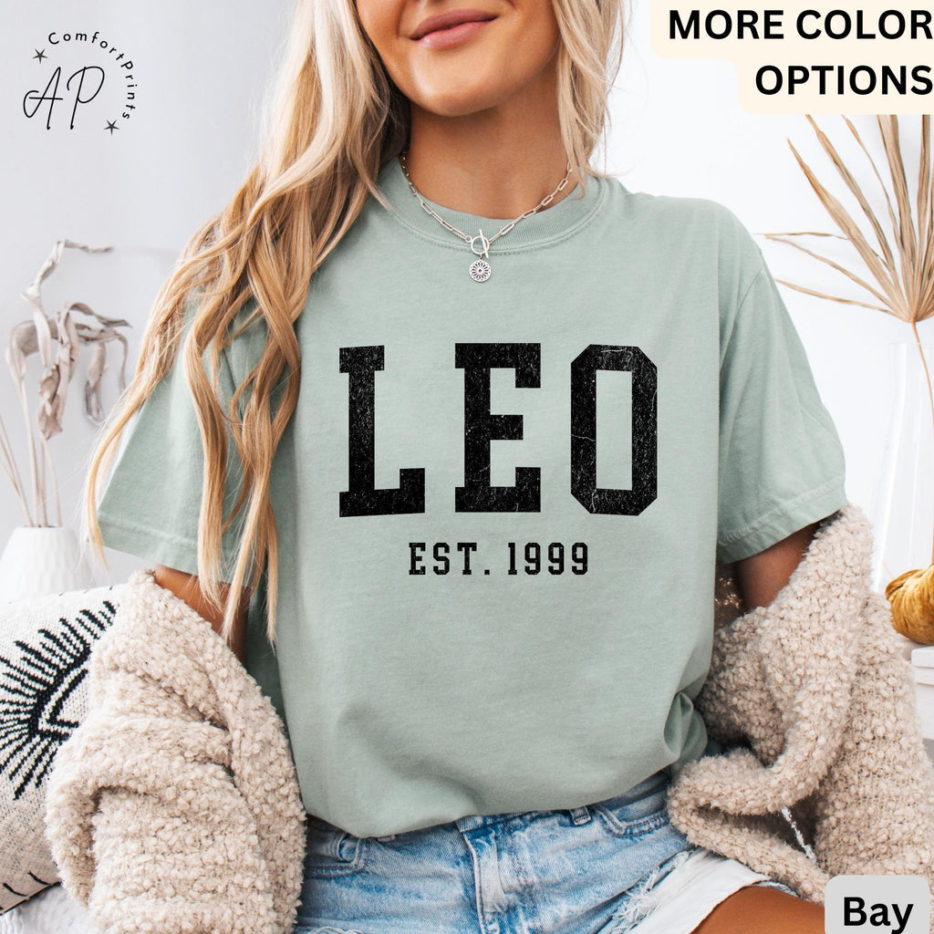 Custom Leo Comfort Colors® T-Shirt, Personalized Leo Horoscope Birth Year Shirt, Astrology Tee, Gift for Birthday Zodiac