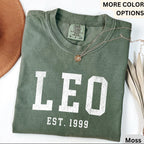 Custom Leo Comfort Colors® T-Shirt, Personalized Leo Horoscope Birth Year Shirt, Astrology Tee, Gift for Birthday Zodiac
